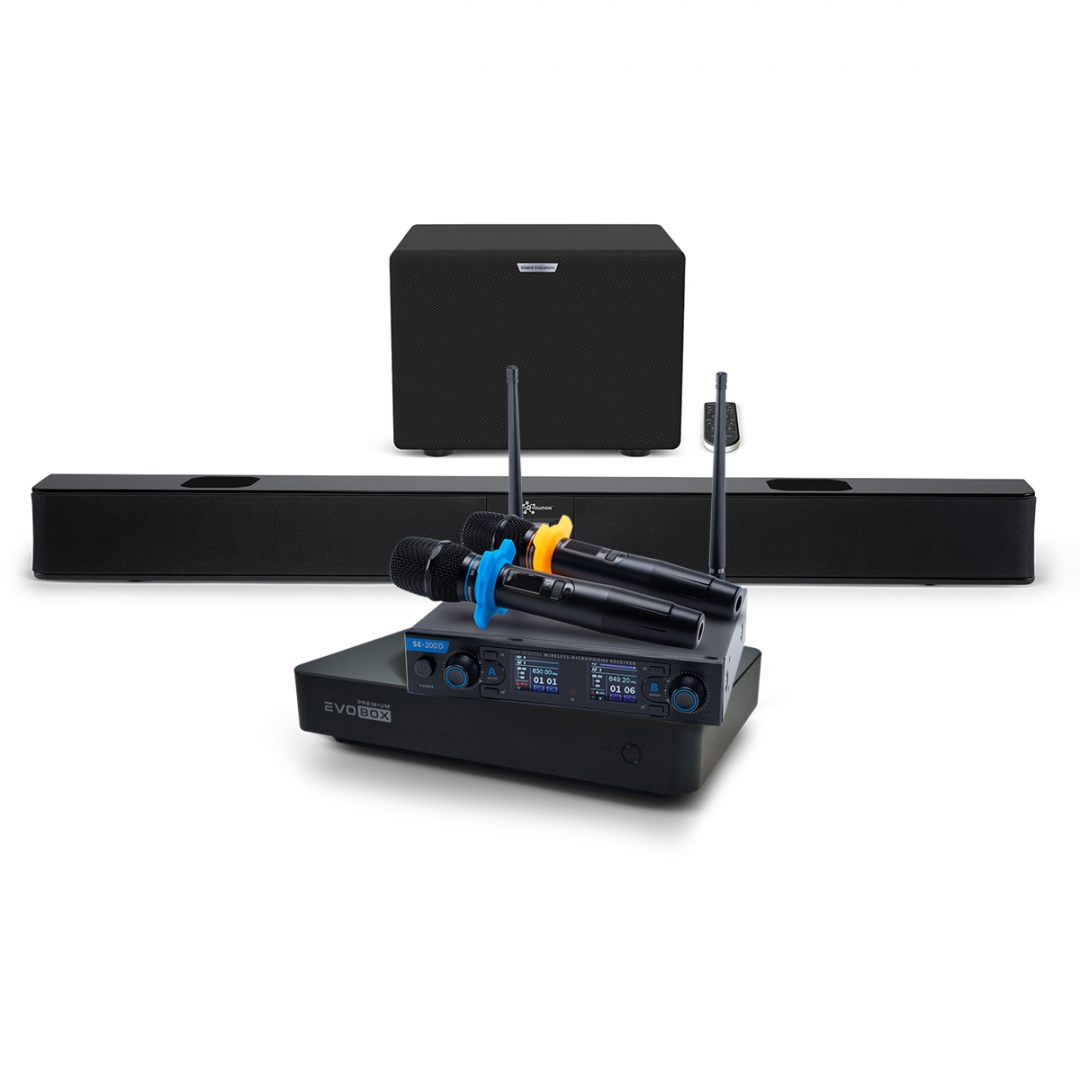 Hi-End караоке-система EVOBOX Premium + EvoSoundBar (саундбар с караоке) в Симе